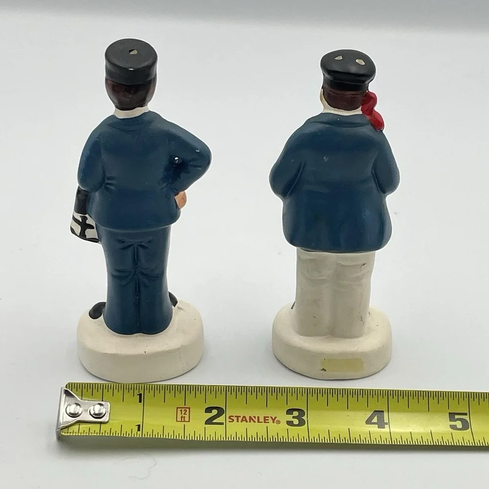 Vintage Japan Train Conductor Salt And Pepper Shakers Set Charles Products 1950s